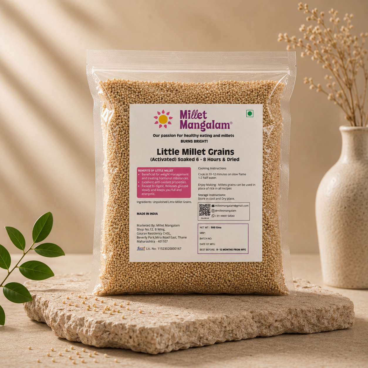 Little Millet Grain (Pre-soaked) - 500 Gms