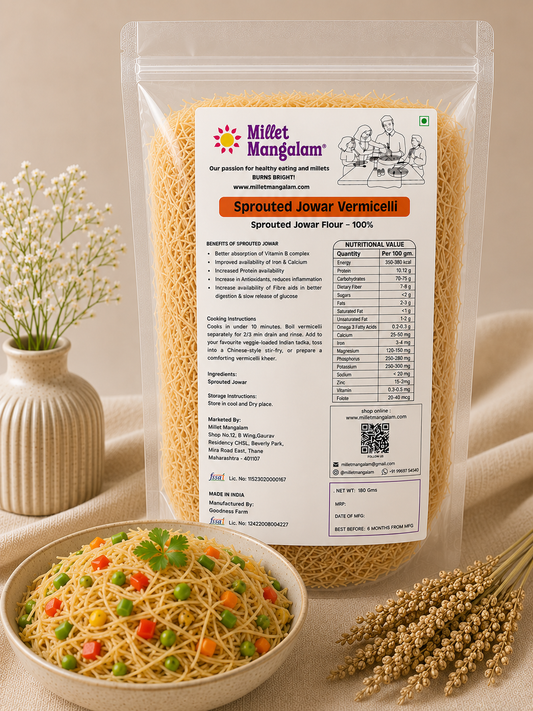 Sprouted Jowar Millet Vermicelli (Jowar Sevai )  180 Gms